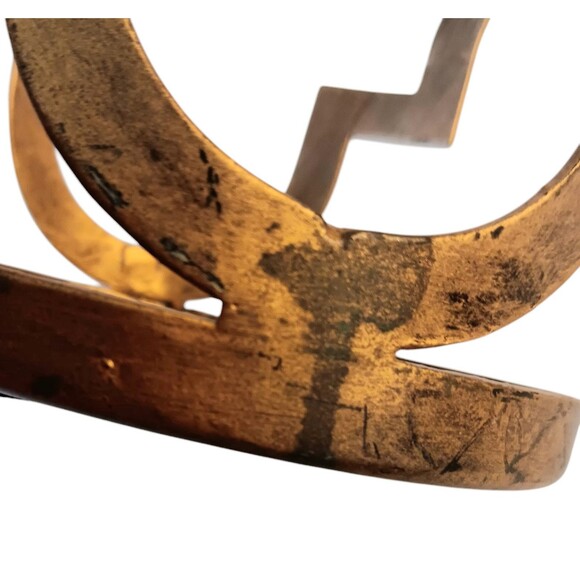 Cobalt Blue Glass and Goldtone Metal Moroccan Style Candleholder Round Cylinder - Picture 9 of 11